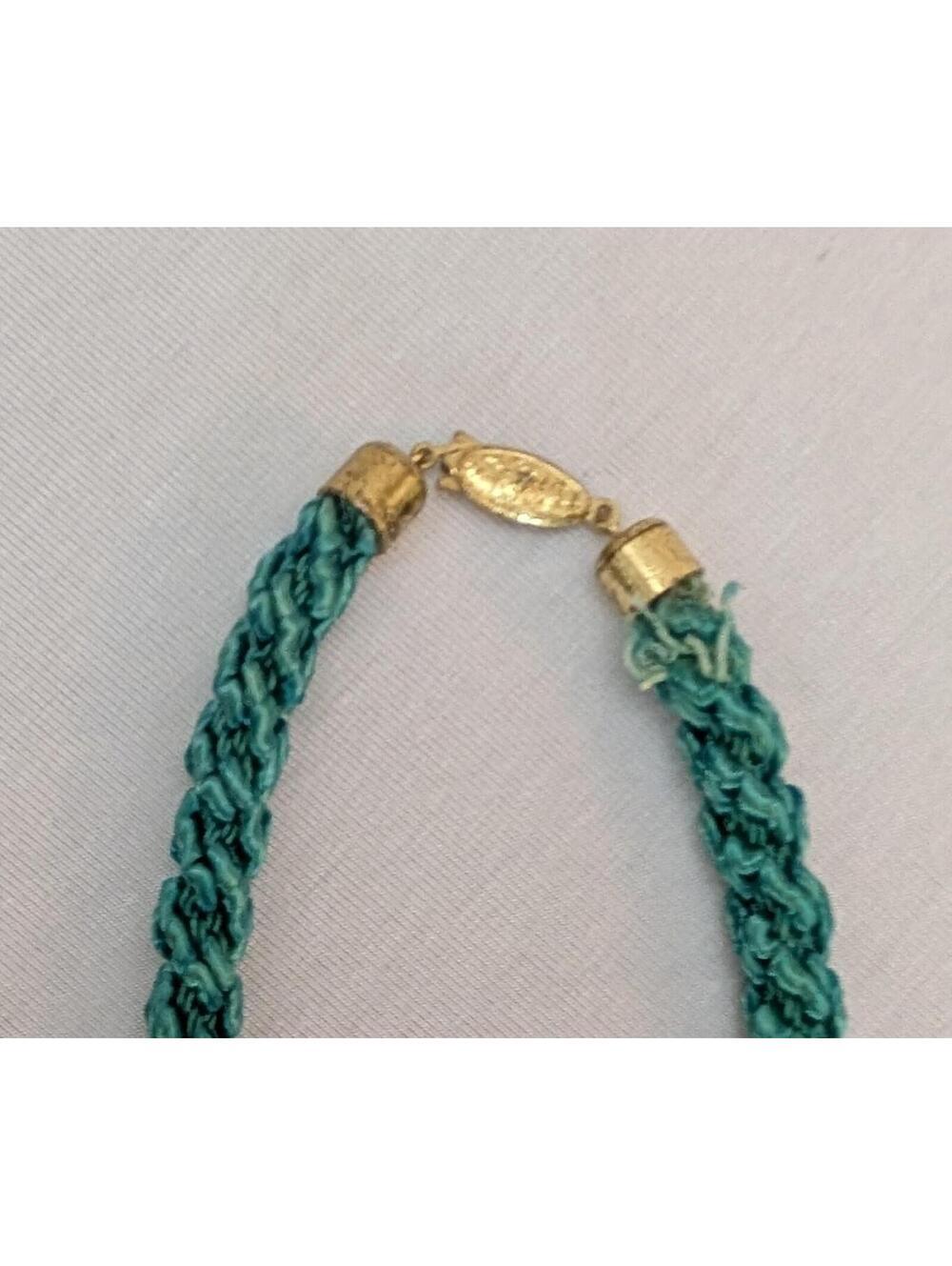 Teal Necklace Lot Of 2 Mermaid Hawaiian Style Enameled Pendant Beaded - Picture 7 of 8
